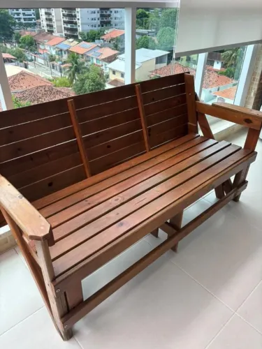 Banco Que Vira Mesa 1,50 Metros - 6 Lugares, Madeira Maciça