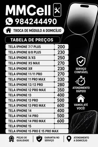 Troca de tela e baterias a domicílio , troca de tela de todos os modelos de celulares