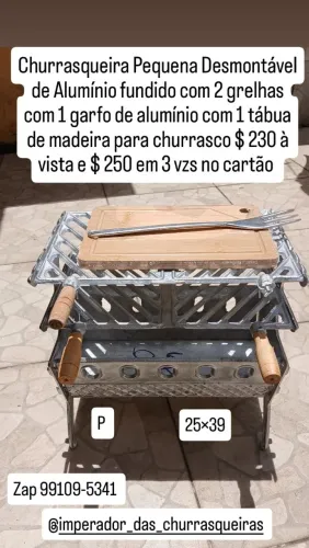 Churrasqueira Pequena com 2 grelhas e com tábua