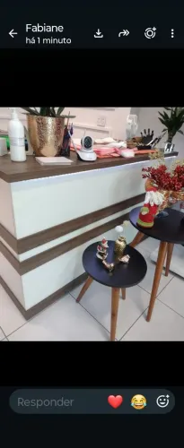 Balcão caixa de loja mdf branco e amendoas