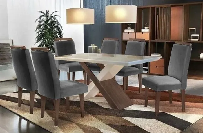 SUPER MESA SEIS CADEIRAS DESIGN E QUALIDADE T9
