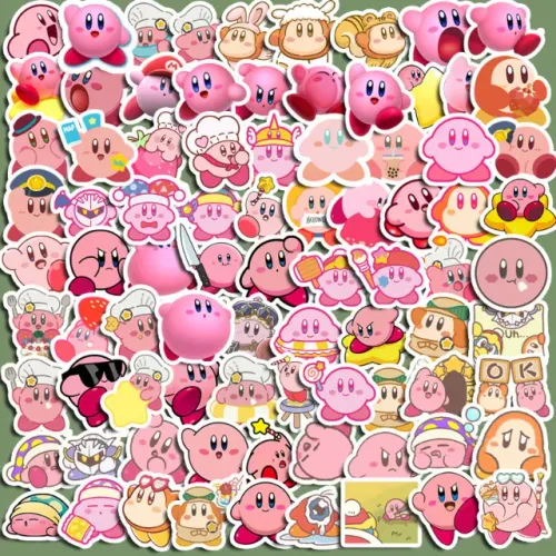 Kit 100 Adesivos de Kirby - Autocolantes Pcs Peças Unidades - Fofo Rosa Bonitinho - Game