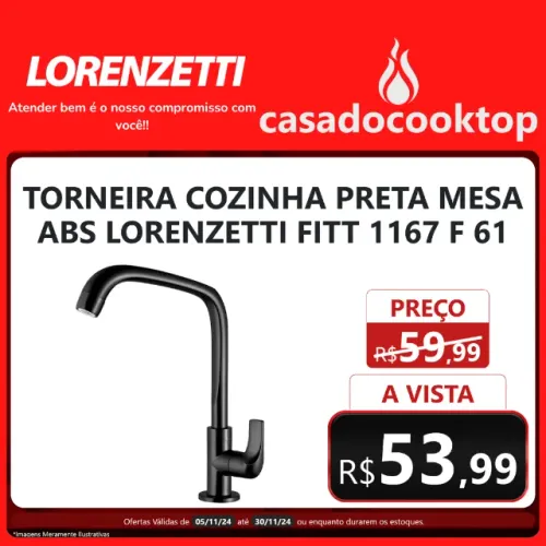 Torneira de Cozinha Preta Mesa ABS Lorenzetti Fitt 1167 F61
