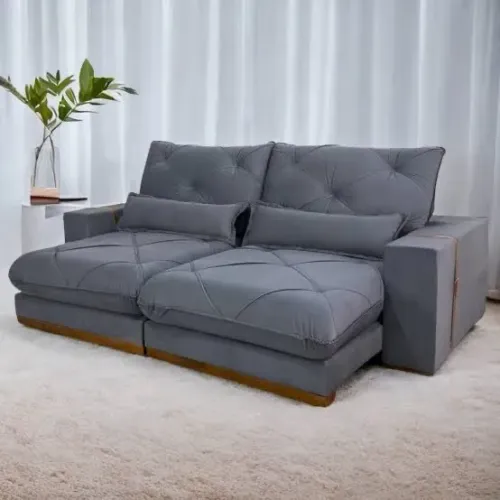 Sofá Retrátil e Reclinável Bella Decor 2,50m Molas Ensacadas p654