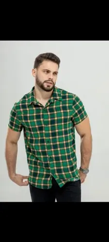 Camisa xadrez de Botão manga curta do P ao XG