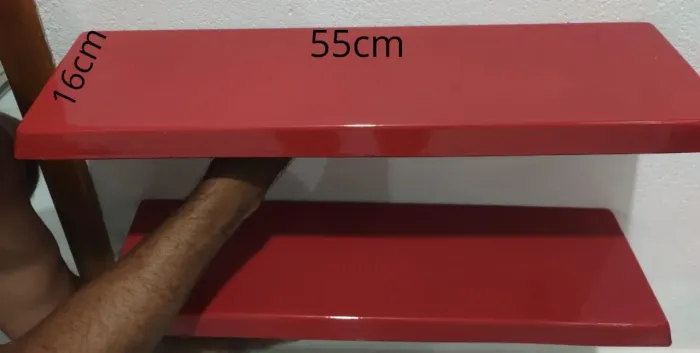 Prateleira de Parede Vermelha 2 Andares