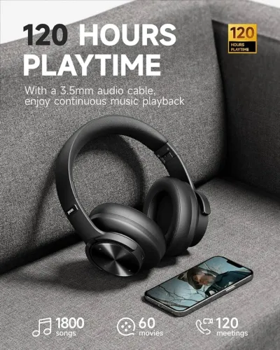 Headphone Bluetooth 5.3 PICUN B8 - Super Bass e 120h de Música