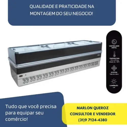 Ilha de Congelados Dupla Ação Polar Vidro Reto 3M 220V Nova