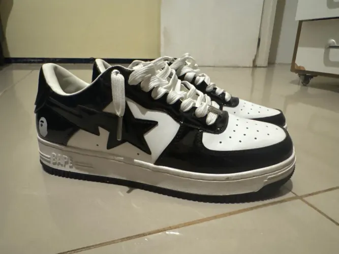 Bape sta low black and white