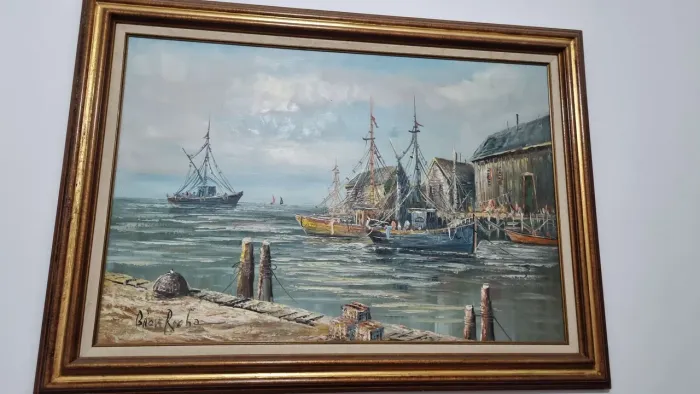 Quadro Óleo sobre Tela - Porto de Pesca