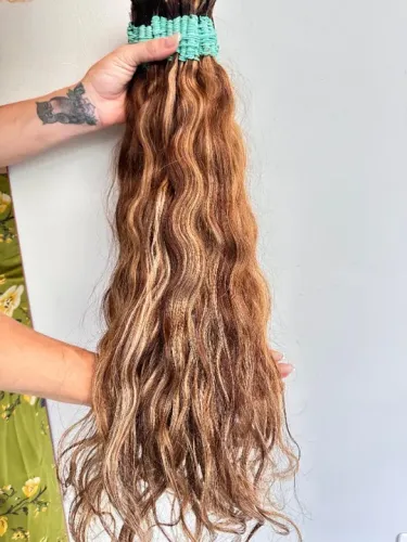 Cabelo humano ondulado moreno iluminado mesclado