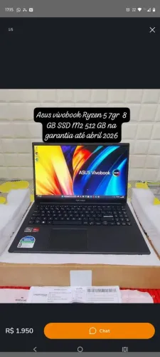 Notebook AMD Ryzen 5 7 8gb ram 512gb SSD