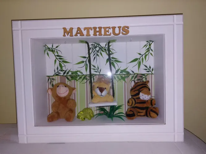 Quadro Decorativo Maternidade e para quarto bebêPersonalizado Matheus - Safari
