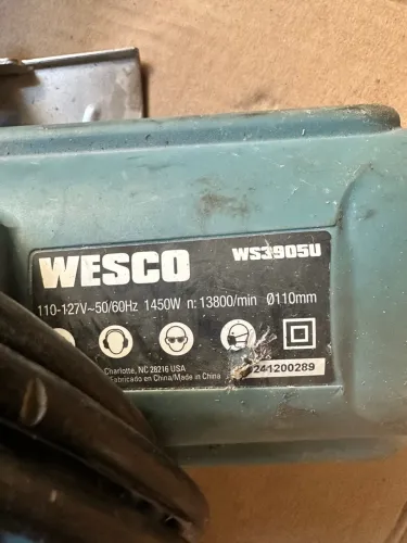 SERRA MARMORE WESCO WS3905U queimada 127v defeito para consertar 