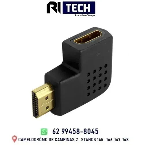 Adaptador Hdmi 90 Graus Tipo ?L? horizontal Macho X Fêmea TV
