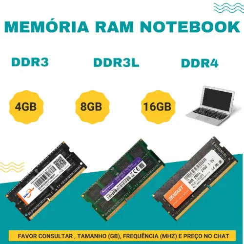 Memória Ram Notebook DDR3 DDR3L DDR4 4GB 8GB 16GB Nova/Lacrada/Garantia