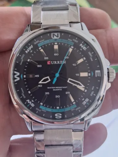 Relógio de pulso masculino Curren original de quartzo, caixa e pulseira em aço inoxidável