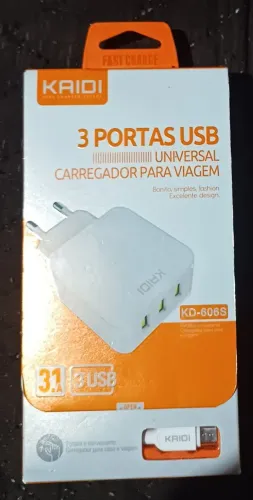 Carregador Kaidi 3 Portas USB - Carregamento Rápido