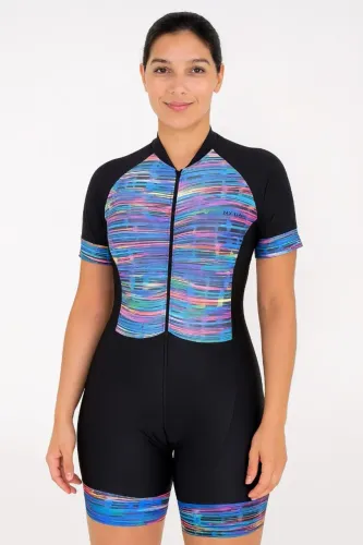 Macaquinho De Ciclismo Feminino Be Fast Listras Forro Gel Promoção