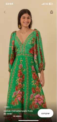 Vestido Midi Estampado Flor de Verão