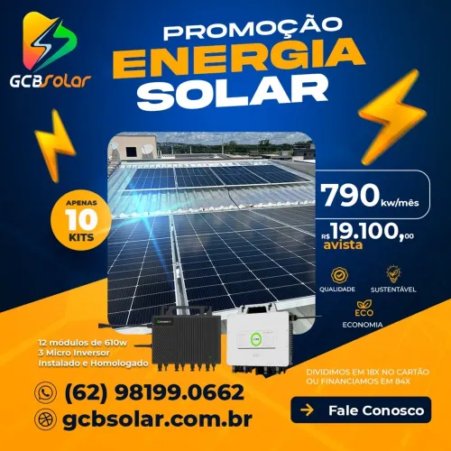 Kit Energia Solar 10kW - 790 kWh/mês