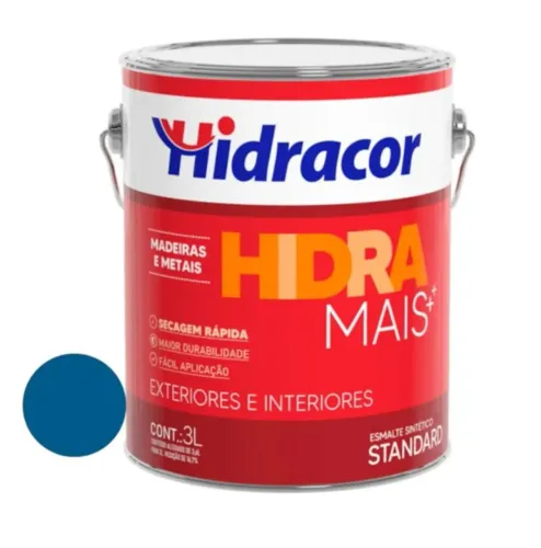 Tinta Esmalte Sintético Hidra Mais Alto Brilho Azul França 3L Hidracor