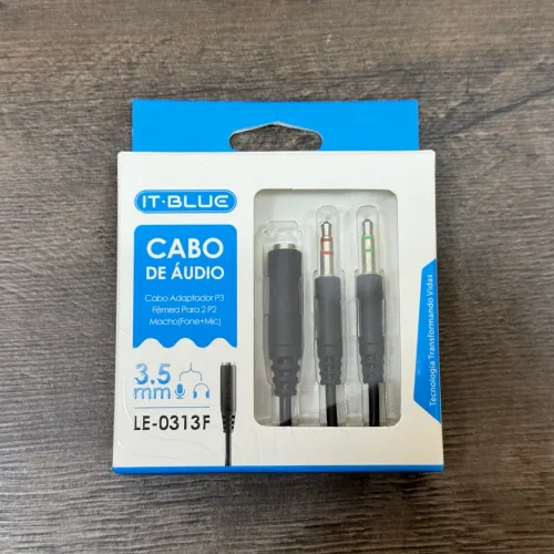 Cabo adaptador P3 Fêmea Para P2 Macho