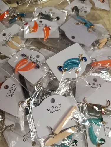Lote com seis brincos sortidos da PHD 