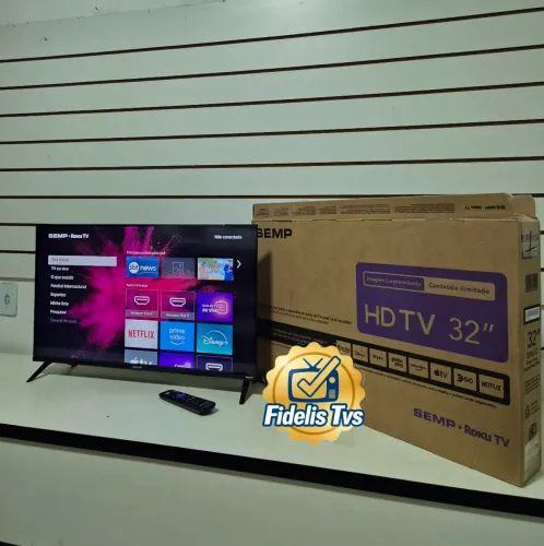 SMART TV SEMP ROKU 32 COM CAIXA E CONTROLE ORIGINAL