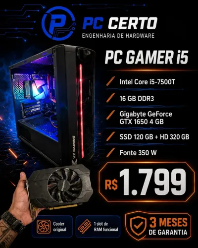 PC Gamer Completo com placa de vídeo