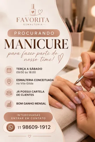 Vaga para manicure/pedicure