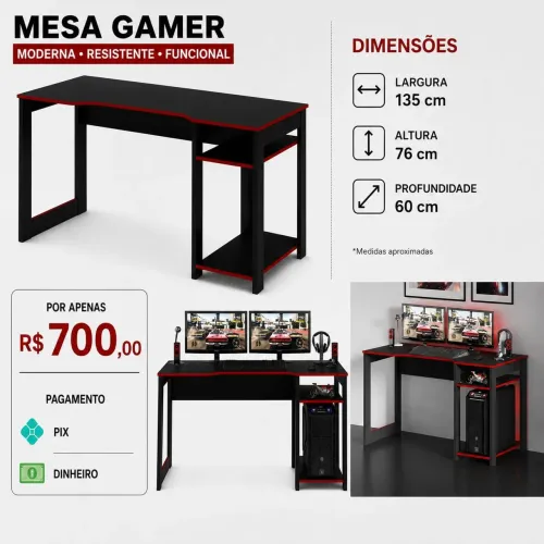 Mesa Gamer Multifuncional