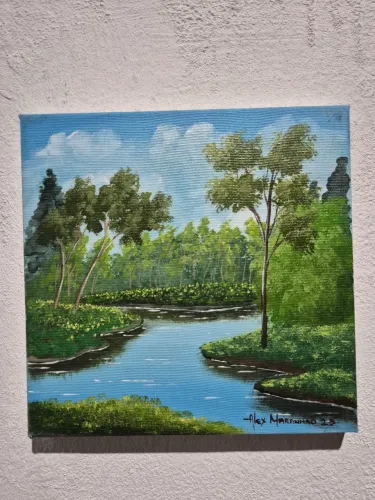 QUADRO PINTURA ACRÍLICA 20x20 PAISAGEM 