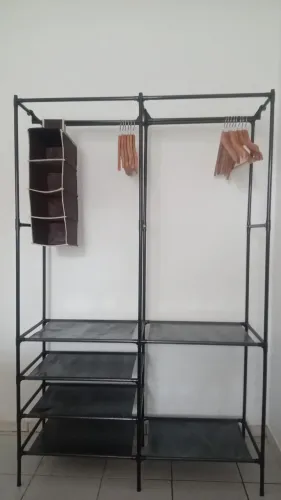 Guarda Roupas Aberto Industrial + Cabides Madeira