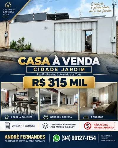 CASA À VENDA NO BAIRRO CIDADE JARDIM!