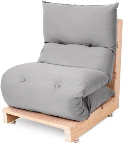 Futon de Espuma Almofada Dobrável Solteiro Cinza Claro 170x60cm