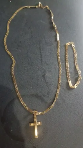 Kit corrente e pulseira aço inoxidável pegar Havan ou posto canaa 