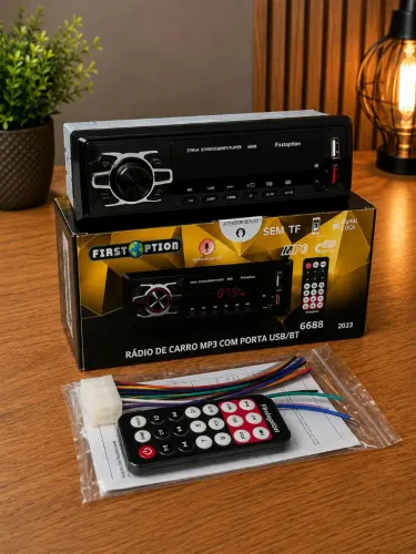 Rádio Automotivo Bluetooth USB MP3 FM com Controle Remoto