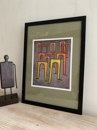 paul klee - Revolution des Viadukts - arte emoldurada 45x33 cm - quadro