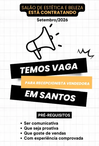 Recepcionista Vendedora em Salão de Beleza