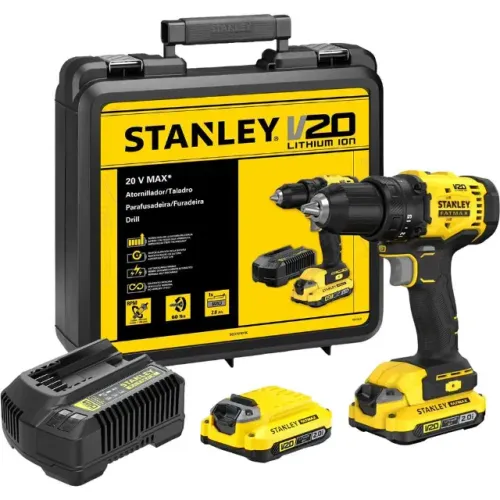 Parafusadeira/furadeira a bateria, 20 V MAX - 2 Ah, carregador bivolt, SCD701D2K-BR STANLE