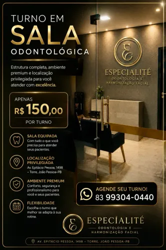 ALUGUEL DE SALA ODONTOLÓGICA PREMIUM EM JOÃO PESSOA