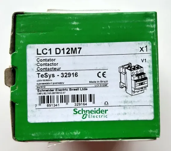 KIT 2 Contator Tripolar LC1D12M7 12A AC-3 220VCA 1NA+1NF Schneider Electric