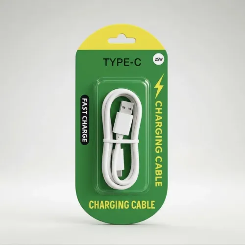 Cabo de Carregador Tipo C Fast Charge Branco, Preto