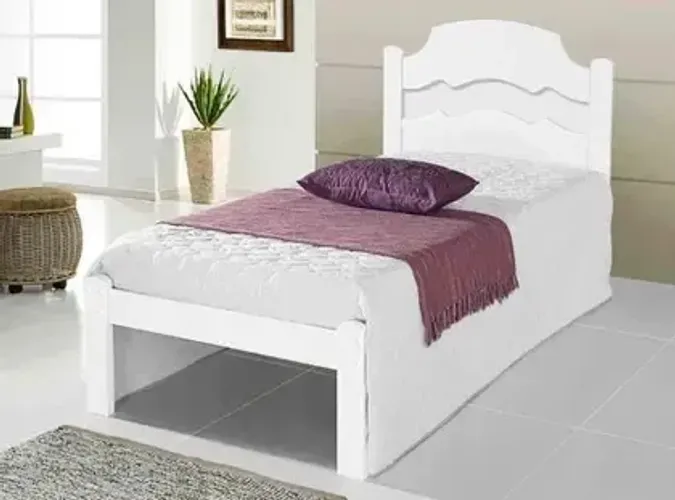 Cama de solteiro Iris tradicional em MDF reforçada para quarto / faça agora seu pedido