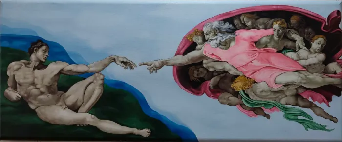 Quadro A criação de Adão acrílico sobre tela! Pintado a mão!