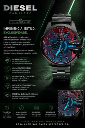 Relógio de luxo camaleão
