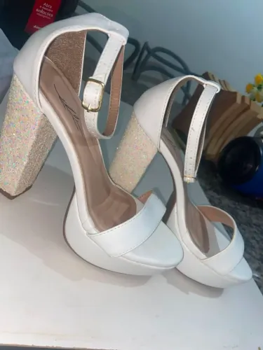 Sandália salto alto branco 12cm