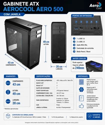 Vendo gabinete gamer aerocool 500