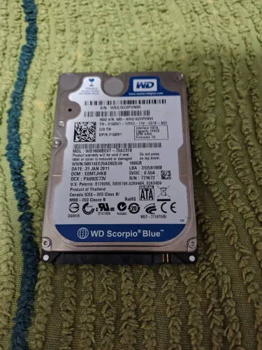 HD WD 160GB para Notebook -Saúde ok